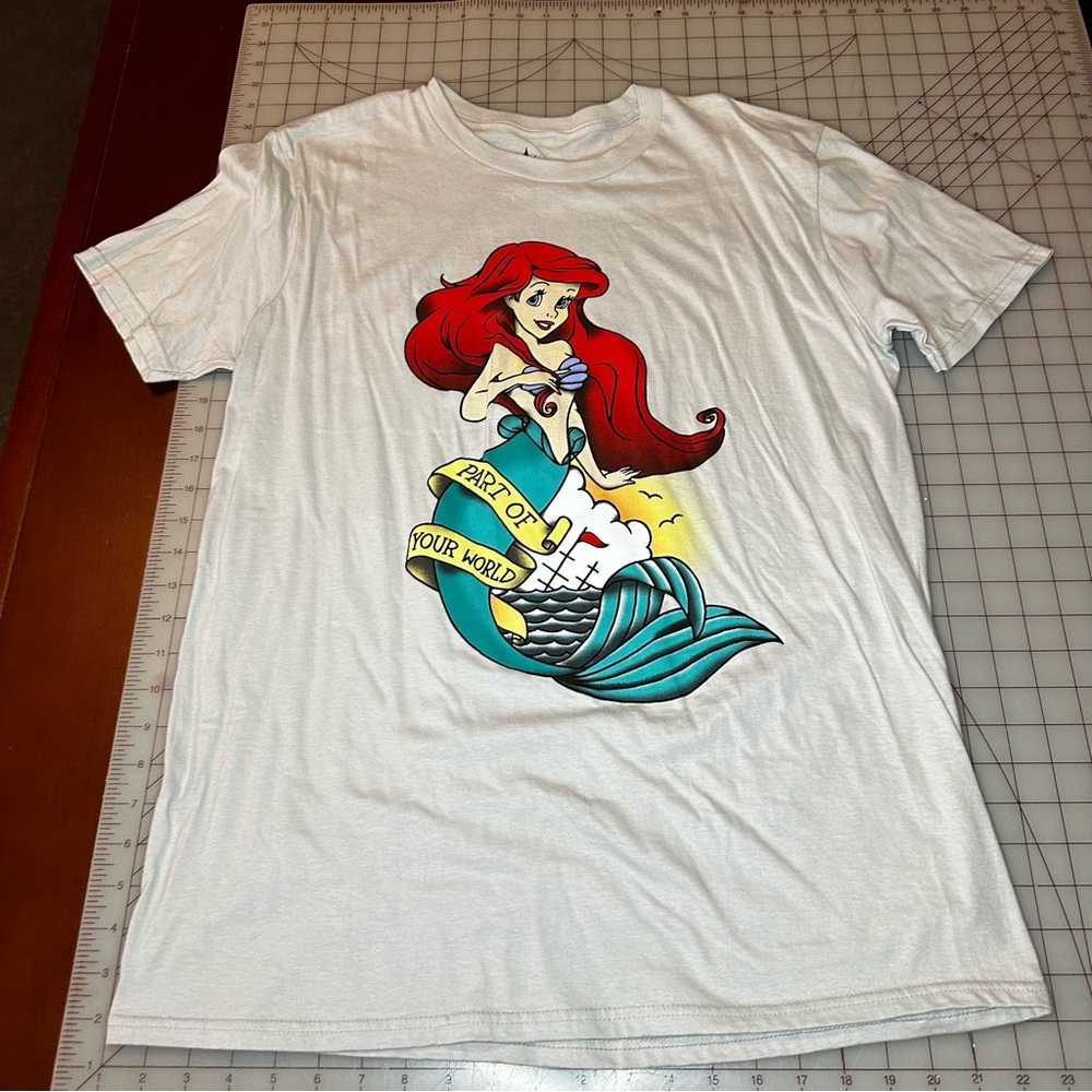 Women’s little mermaid shirt Sz L sailor, Jerry tattoo artist style Disney